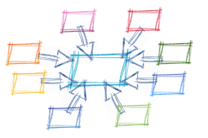 Vector cajas de objetivos con flechas