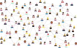 Conexiones de hombres y mujeres en vectores